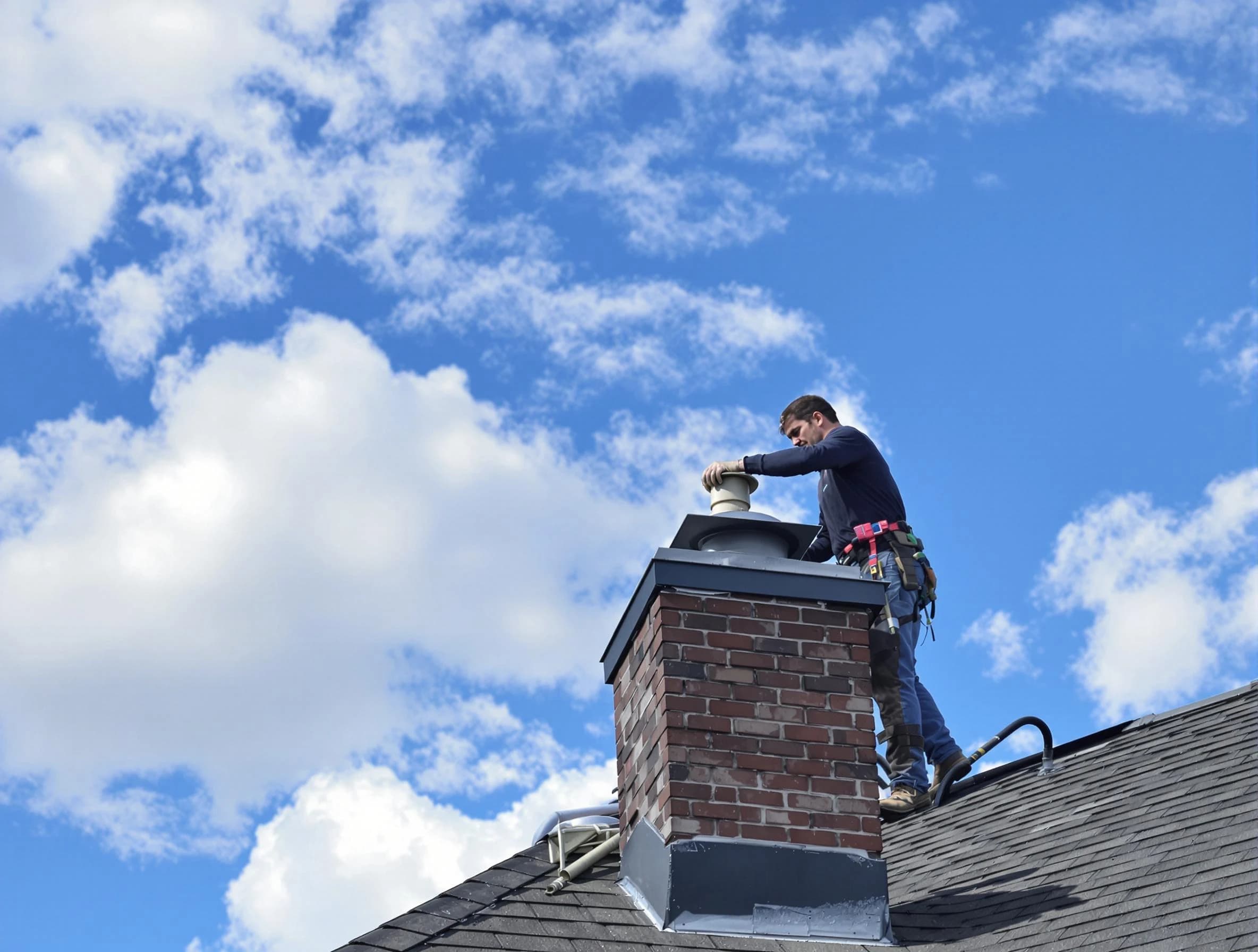 Albuquerque Chimney Sweep installing a sturdy chimney cap in Albuquerque, NM