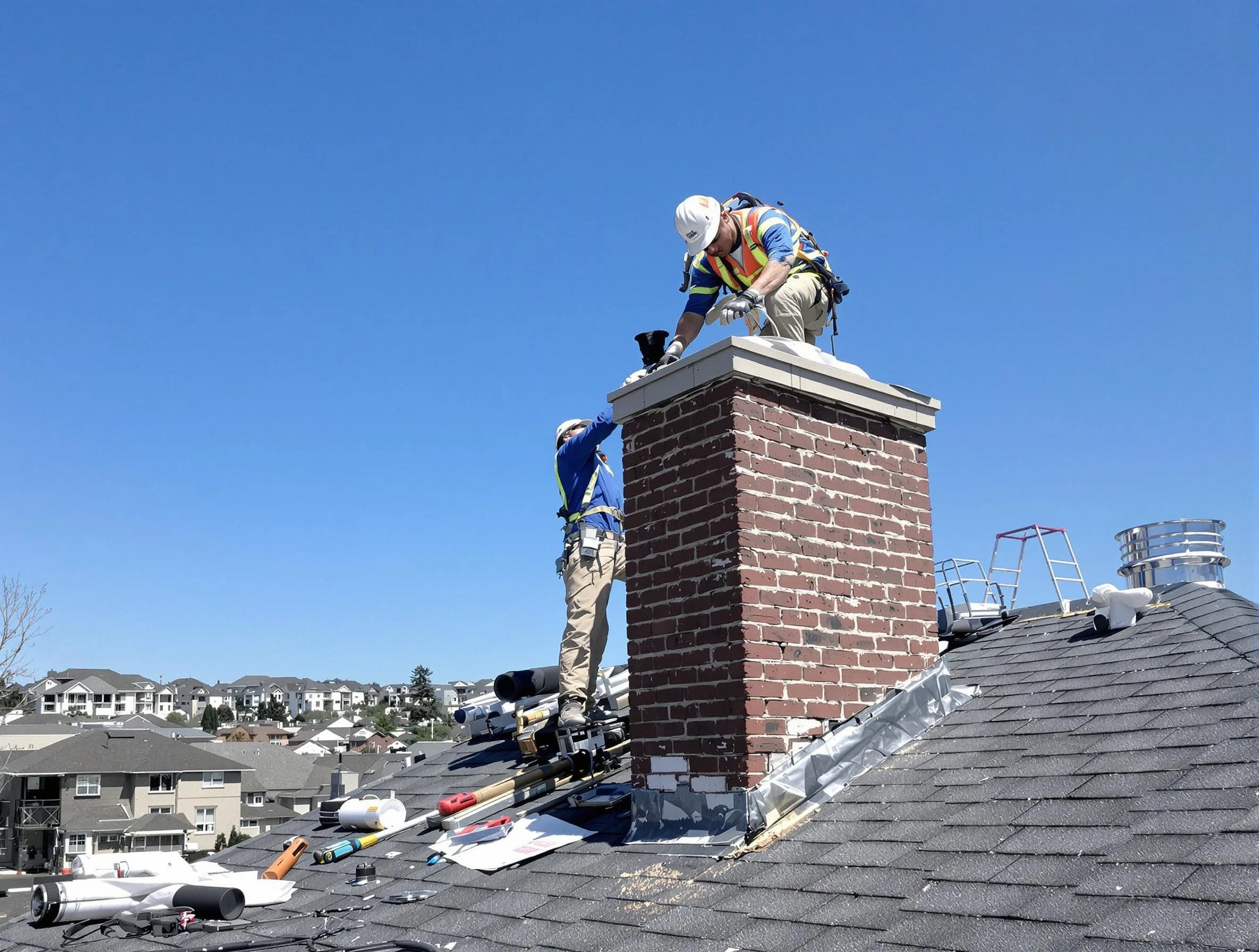 Albuquerque Chimney Sweep repairing a chimney crown in Albuquerque, NM