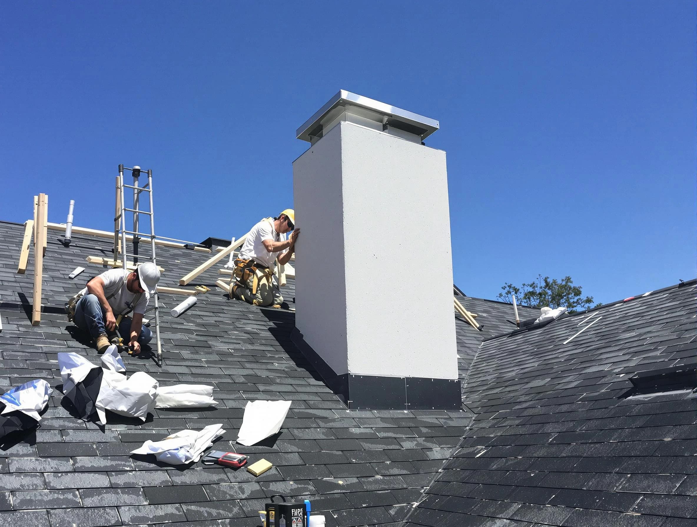 Albuquerque Chimney Sweep crew installing a new chimney in Albuquerque, NM