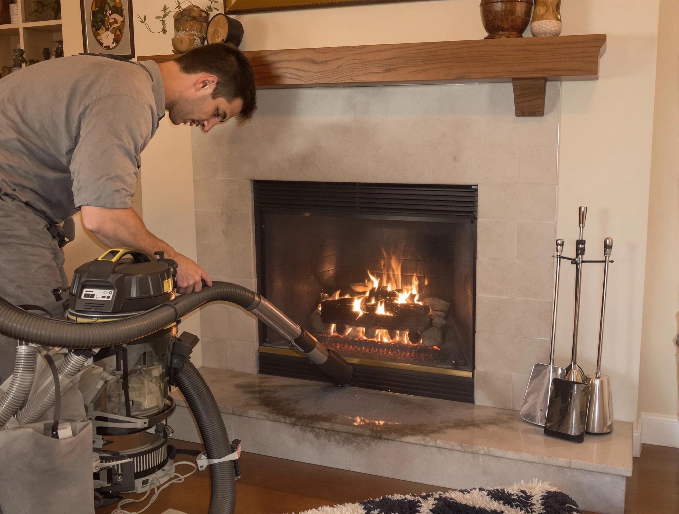 Routine fireplace upkeep by Albuquerque Chimney Sweep in Albuquerque, NM