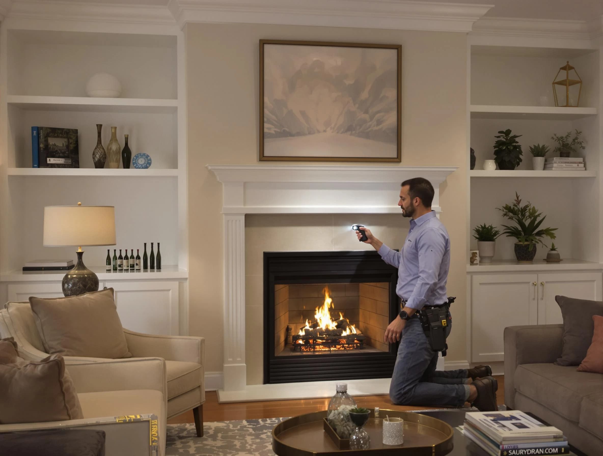 Albuquerque Chimney Sweep conducting a fireplace safety inspection in Albuquerque, NM