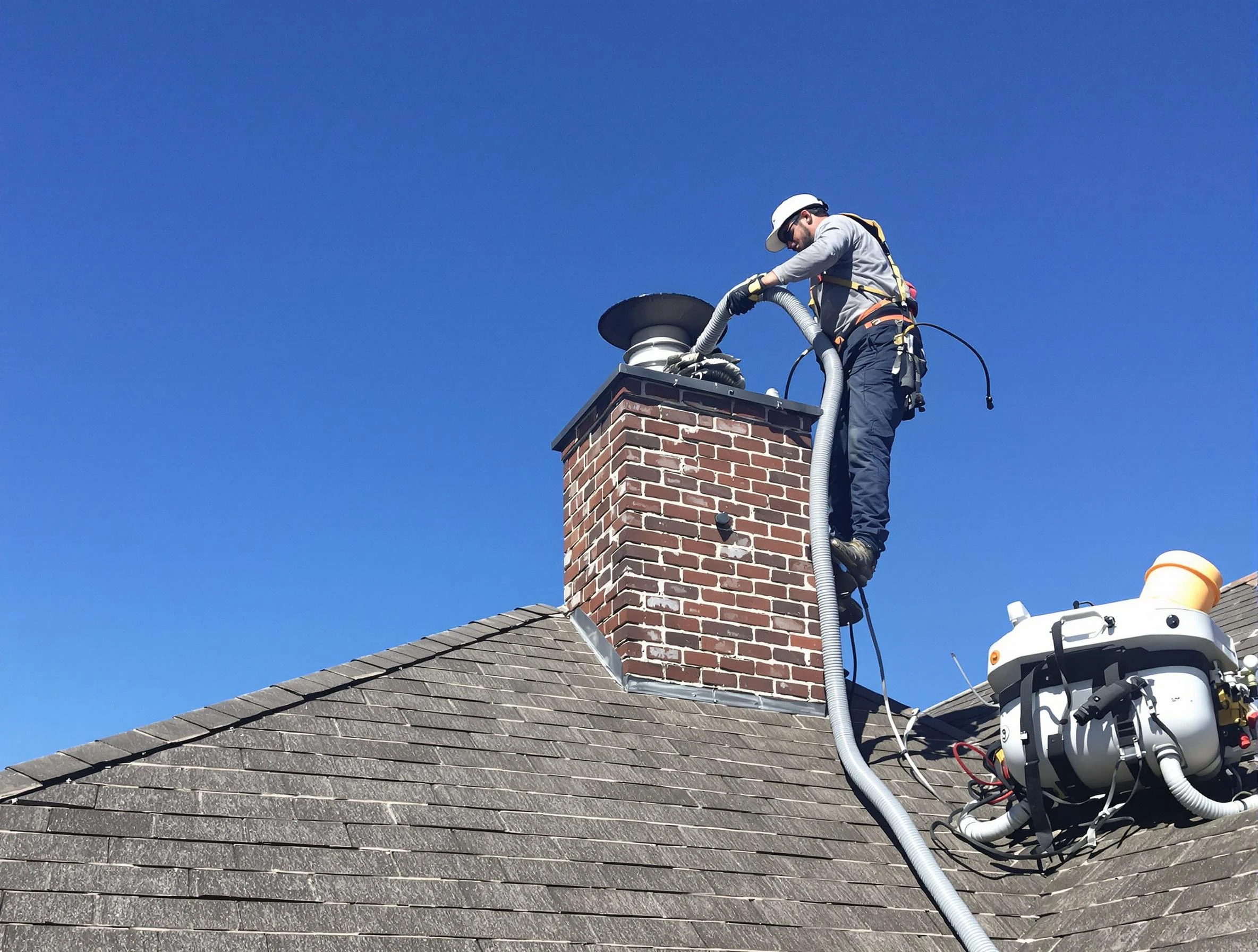 Dedicated Albuquerque Chimney Sweep team member cleaning a chimney in Albuquerque, NM